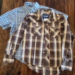 BUNDLE OF 2 WRANGLER BOY'S SZ 5 SHIRTS 1 WESTERN LONGSLEEVE 1 SHORT SLEEVE